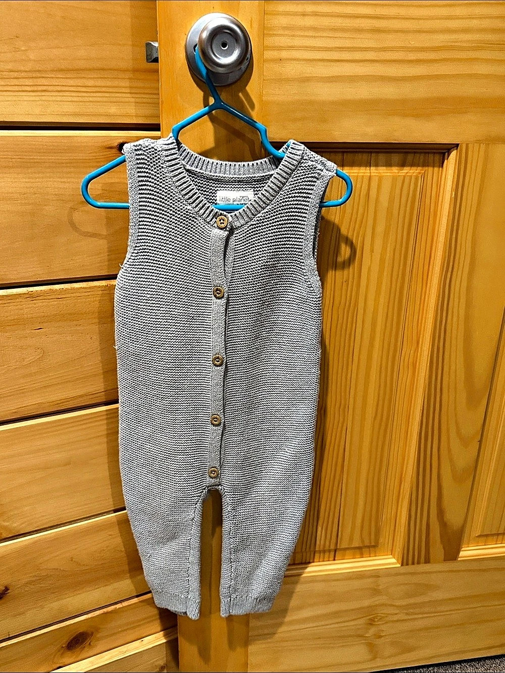little planet by carter's Organic Cotton Sweater Knit Button-Front Jumpsuit Gray